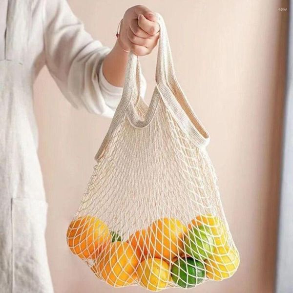 Bolsas de almacenamiento, bolsa de compras portátil reutilizable para frutas y verduras, bolsa de malla de algodón lavable, bolso de red