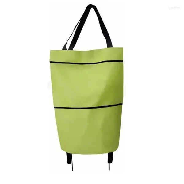 Sacs de rangement Sac à provisions portable sur roues Chariot Remorque Pliant Épicerie 2 Oxfold Tissu Fourre-tout de grande capacité