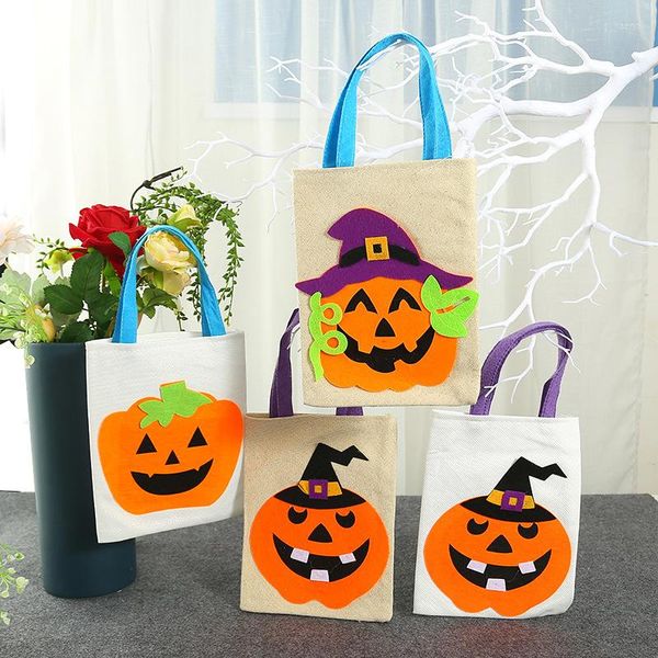 Sacs de rangement sac fourre-tout portable polyvalent halloween bonbons grande capacité Burlap Pumpkin Gift for Festival Party TS2