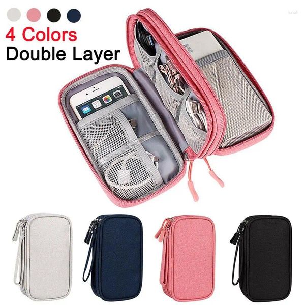 Bolsas de almacenamiento Organizador de productos de productos digitales de viaje portátiles Tesoro de carga de cable de auriculares multicapa Tesoro USB Datos