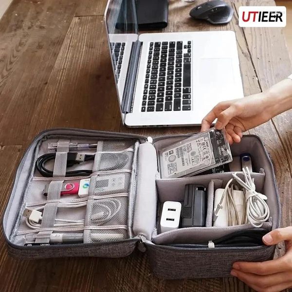 Sacs de rangement Portable USB câble organisateur système Kit étui données écouteurs fil stylo batterie externe Gadget numérique appareils voyage