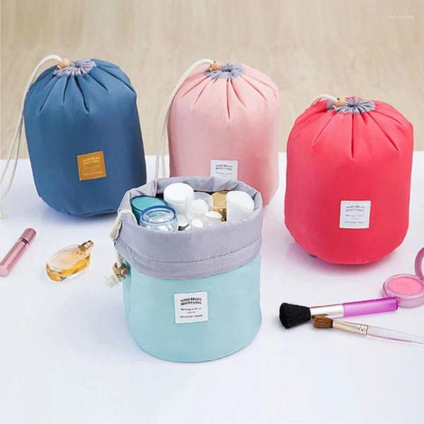 Sacs de rangement Portables Femmes Travel Cosmetic Set Fashion Round Nylon Make Up Pack Draw Wash Wash Kit Kit Organisateur Beauté Beauté