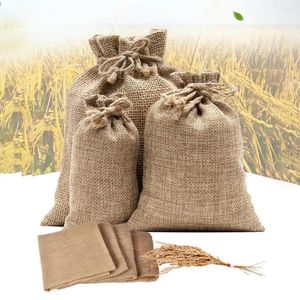 Bolsas de almacenamiento Saco de patata Bolsa de arpillera Tejido grueso Envasado de alimentos Productos para el hogar de yute grande Organizador de frijoles