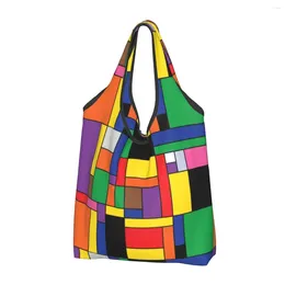 Sacs de rangement Pride de Stijl Groceries Shopping Sac Fomes Fashion Piet Mondrian Abstract Art Shopper Sac à main à grande capacité