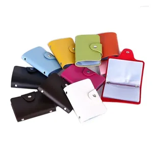 Opslagzakken PU Functie 24 Bits Holder Solid Color Card Case Business ID Organisator Portable Men Women Wallets Cardholder