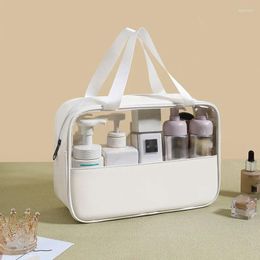 Sacs de rangement PU Femmes de voyage Bag Organispteur de maquillage cosmétique Affaires transparentes étanches Cas transparents
