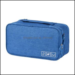 Sacs de rangement Pure Color Make Up Bag Articles de voyage portables Cation Chaussettes en tissu imperméable à haute capacité Sous-vêtements Soutien-gorge Sacs de rangement Dhtn2
