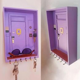 Opbergtassen paarse wand gemonteerd rek deurhouder houten hanger geschikt voor gangen thuis en kantoren kxre