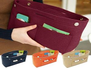 Opbergzakken Portemonnee Organizer Insert Make-up Handtas Vilten Tas Met Rits Ampamp Tote Shaper Fit Cosmetic9609126