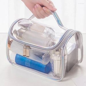 Sacs de rangement PVC Transparent cosmétique étanche de voyage de voyage de voyage pochette à fermeture éclair organisateur de toilettes de beauté