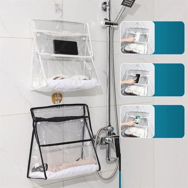 Bolsas de almacenamiento PVC Impermeabilizante de la bolsa de maquillaje de maquillaje Organizador de pared Accesorios de ducha de baño Toallas Teléfono