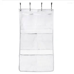 Sacs de rangement suspendus à séchage rapide et organisateur de bain avec 6 poches sur les crochets de doublure de tringle à rideau de douche en maille