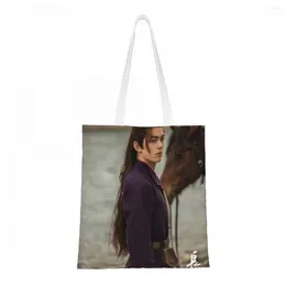 Bolsas de almacenamiento Re Ba Wu Lei Zhao Lusi Liu Yuning HD Póster de lienzo blanco impreso de doble cara TV The Long Ballad drama Stills comprando compras