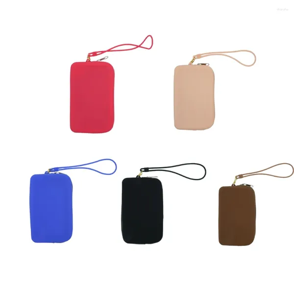 Bolsas de almacenamiento billetera rectangular silicona con cremallera bolsa impermeable multifunción con bolsos móviles mujeres khaki