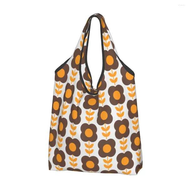 Sacs de rangement Recyclage Orla Kiely Sac à provisions Femmes Fourre-tout Portable Fleurs scandinaves Multi Stem Grocery Shopper