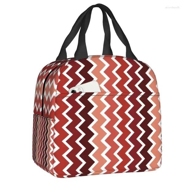 Sacs de rangement Lignes rouges et blanches Boîte sans couture Boîte de fuite de fuite géométrique Bohemian Thermal Food Food Isolate Lunch Bag Office Bureau