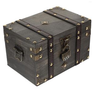 Sacs de rangement Boîtes de conteneurs de bijoux rétro Organisateur de livres Coffre au trésor de pirate en métal