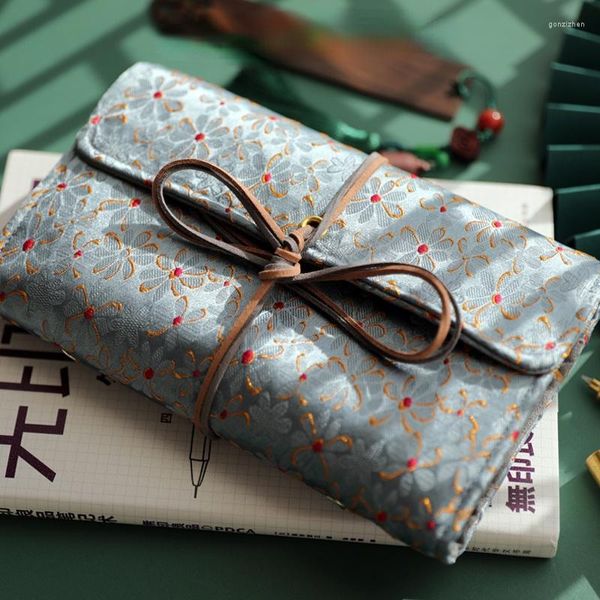 Bolsas de almacenamiento Estilo retro Paño Conjunto de libros de mano Niñas Lindo Bloc de notas de hojas sueltas Regalo de cumpleaños extraíble Texto de carta de amor