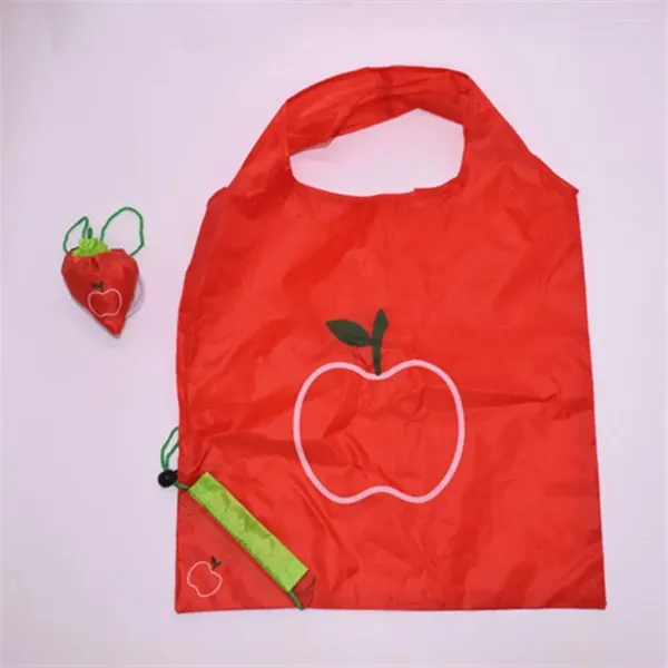 Bolsas de almacenamiento Bolsa de tela reutilizable Forma de fruta Cordón Compras Portátil Plegable Resistente para multifuncional