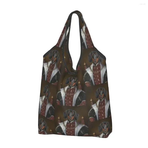 Sacs de rangement Dckhund Royal Portrait Sac à provisions Femmes Tote Tote Portable Wiener Badger Sausage Dog Grocherie