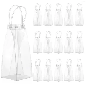 Sac de rangement sac cadeau réutilisable PVC sac à main transparent 15 pièces le plastique transparent avec des poignées