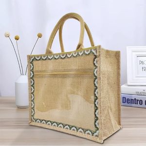 Sacs de rangement Épicerie réutilisable avec poignée étanche à linge de linge lourde sac de toile utilitaire quotidien pour l'activité de cadeau de bricolage
