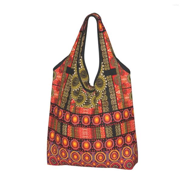 Sacs de rangement des sacs à provisions marocains réutilisables Femme Tote Tote Portable Bohemian Boho Groceries Shopper
