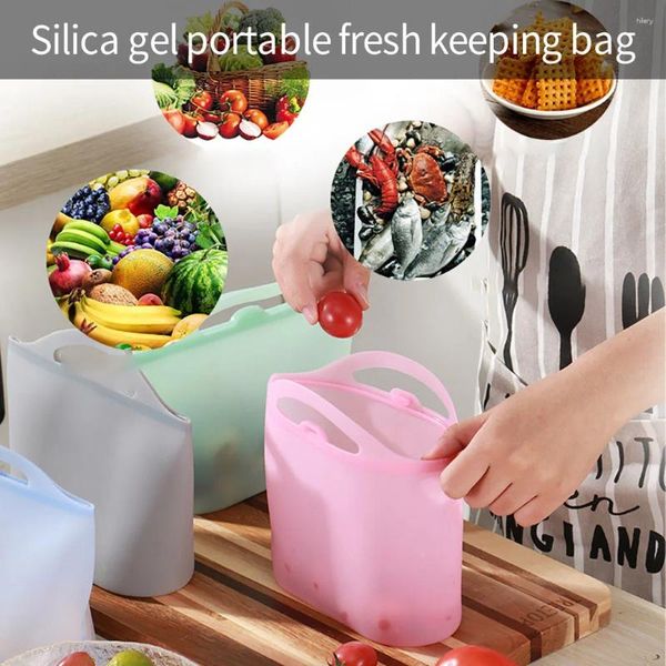 Bolsas de almacenamiento Reutilizable Vacío Alimentos Bolsa de silicona Contenedor Cocina Frigorífico Pequeño Impermeable Frescura Accesorios para el hogar Herramientas