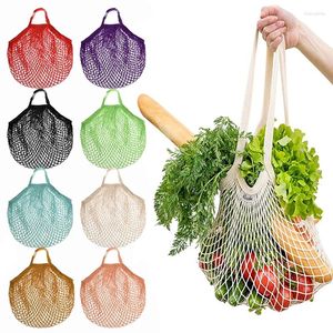 Sacs de rangement réutilisables lavables en coton, filet de courses pour fruits et légumes, sac d'épicerie en maille pour le stockage