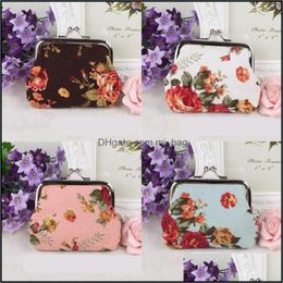 Sacos de armazenamento Rose Flores Bolsa Bolsa Moeda Pano Colorf Branco Preto Grande Recipiente Moda Carteira Senhoras Mulheres 1 6Qs C2 Drop Entregar Dh215