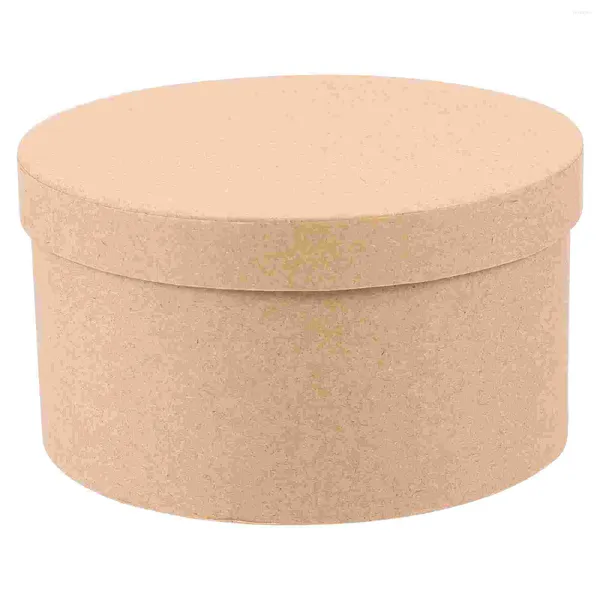 Sacs de rangement Boîtes cadeaux rondes Cake Kraft Paper Small 14x14x7.5 cm COCKIR COLAD COCKIES KHAKI