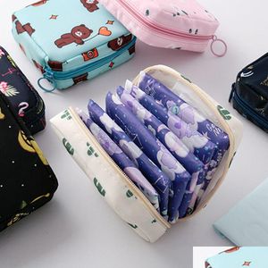 Sacs de rangement Sac de serviette hygiénique Tampon imperméable Filles Pad Pochette Cosmétique Dames Maquillage Organisateur Drop Livraison Maison Jardin Housek Dhwsq