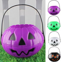 Sacs de rangement Effrayant Halloween Candy Biscuit Bouilloire Boîte Décoration Pliable et détachable Deux demi-seau de citrouille Grand # TPStorage