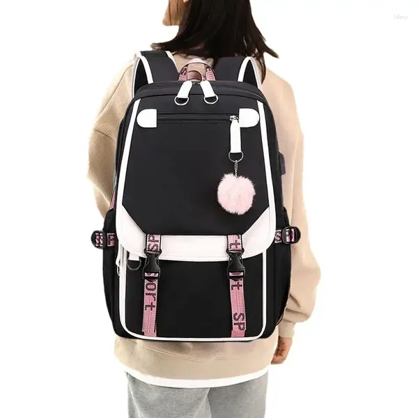 Sacs de rangement sac à dos scolaire pour adolescents pour les adolescentes pour femmes sac à dos avec USB charge sac de port 27l de grande capacité féminine