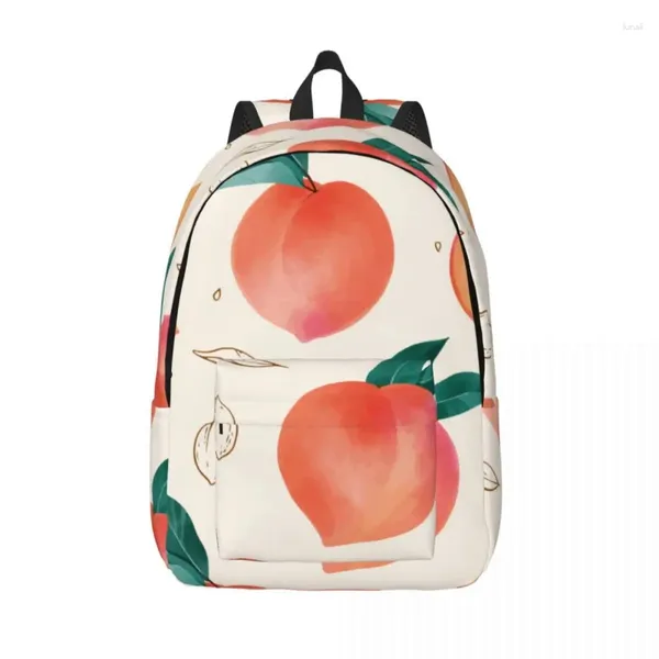 Sacs de rangement sac à école aquarelle pêche et feuille d'épaule sac d'ordinateur portable scolaire sac à dos