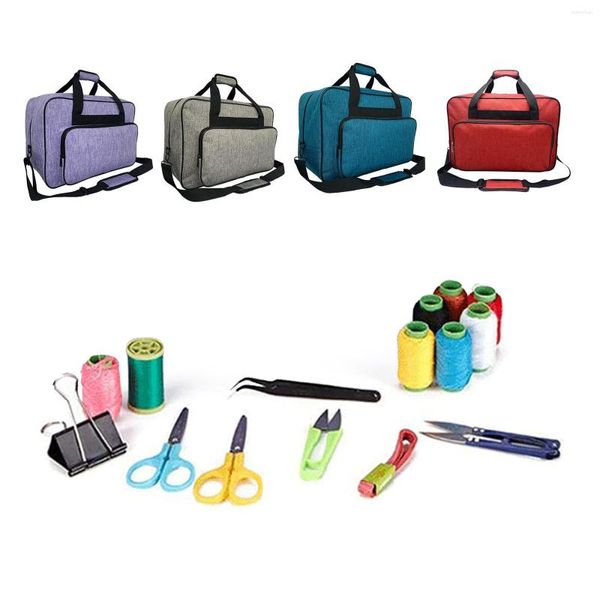 Bolsas de almacenamiento Máquina de coser Bolsa de asas impermeable con bolsillos portátiles para máquinas estándar y escuela de viaje al aire libre