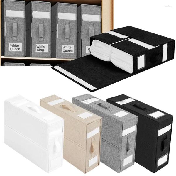 Bolsas de almacenamiento Caja de juego de sábanas con ventana visual minimalista Tela con cremallera Manta Clasificación Armario Ropa de cama Organizador