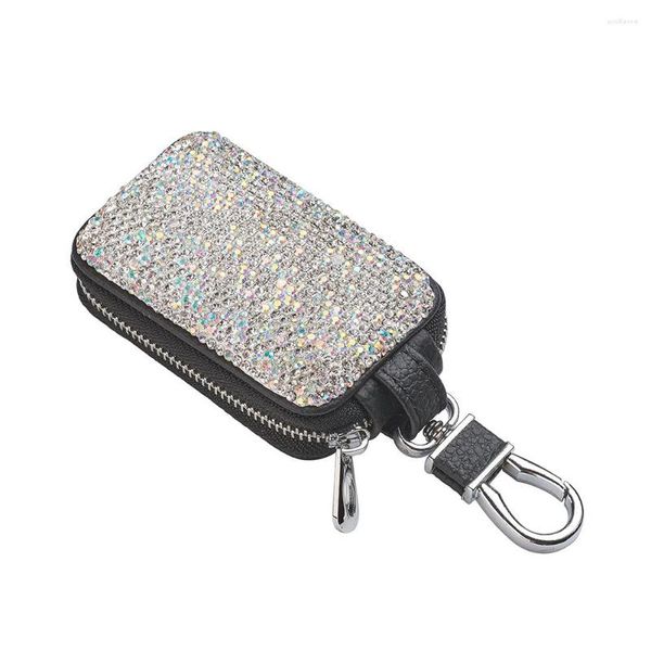 Bolsas de almacenamiento Llaveros de cristal claro brillante Caja de bolsa para llaves de coche Titular de la bolsa de la abrazadera Mini rectángulo Regalo
