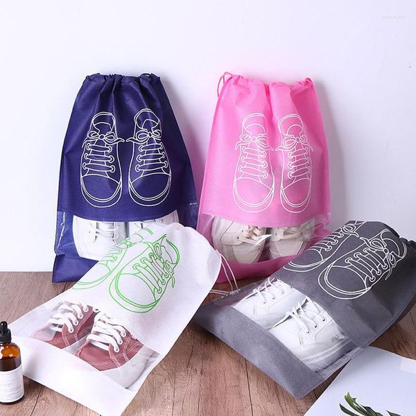 Bolsas de almacenamiento organizador de zapatos 5/2 uds bolsa de armario portátil de viaje no tejida impermeable bolsillo ropa colgante transparente