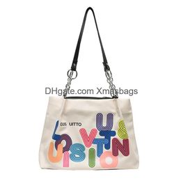 Sacs de rangement Shop Luxury Designer Exhibition Canvas Sac Femmes Grand Capacité INS Style extrêmement simple SHODER Fashion Tote Drop Deli Otxvz