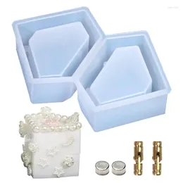 Bolsas de almacenamiento Moldes de bandeja de joyería en forma de corazón Jares reutilizables Resin con tapa de diy contenedores para manualidades para anillos Regalo de arte