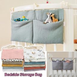 Sacs de rangement Simple Baby Bed Sac suspendu Coton Coton Organisateur de chevet multifonctionnel Borquette de poche double
