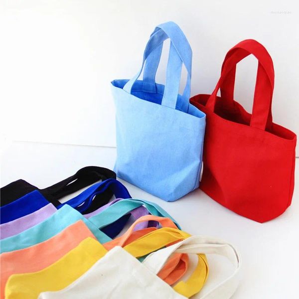 Bolsas de almacenamiento Bolsa de lona simple Mujeres Hombro Bolsa de picnic plegable Pequeño Tote Black Shopper Gran capacidad Caja de almuerzo para estudiantes