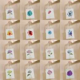 Opbergtassen eenvoudige kleurrijke bloemen patroon herbruikbare boodschappentas canvas tote printing eco shopper schouder
