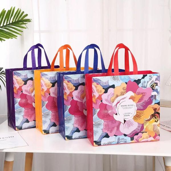 Bolsas de almacenamiento Simple moderno de moda tela no tejida bolsa portátil flor impresa centro comercial ropa embalaje Ba