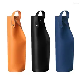 Sacs de rangement Bouteille à bouteille simple Créative Sac en cuir PU réutilisable avec poignées outils de protection imperméables polyvalents