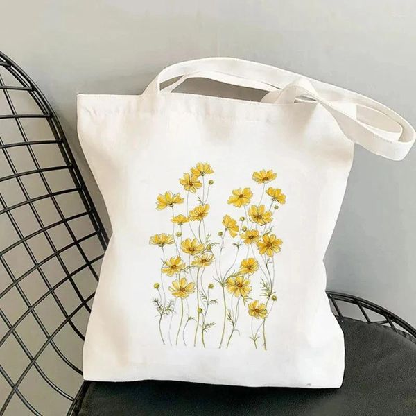 Bolsas de almacenamiento pequeñas telas de lienzo impresos de flores frescas viajeros de ocio para mujeres de gran capacidad de gran capacidad