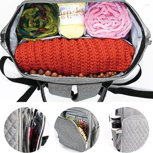 Sacs de rangement Petit sac de fil Sac à dos à tricoter Crochet portable avec cadre en acier pour accessoires et fournitures
