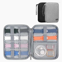 Sacs de rangement Smart Watch Band Bag Organizer Data Cable Multifinection portable Portable Travel Band Bandle Poux Gris Black Supplie