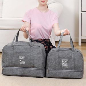 Sacs de rangement Fermeture à glissière lisse Sangles Sac de voyage Compartiment inférieur pour chaussures Doublure imperméable Tissu Oxford Nuit Ménage Suppl